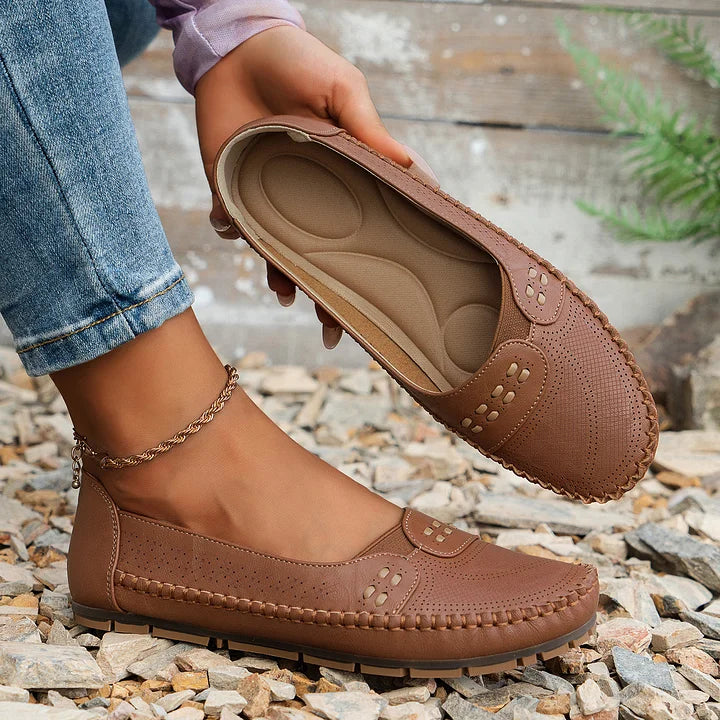 Benedikte | Dame Perforerede Komfort Slip On Loafers