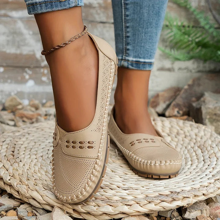 Benedikte | Dame Perforerede Komfort Slip On Loafers