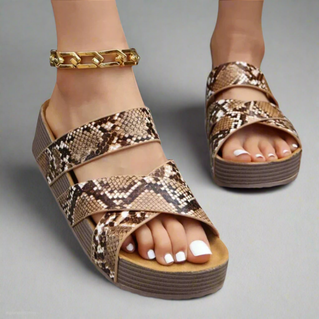 Stine | Dame Flettet Krydsrem Wedge Sandaler
