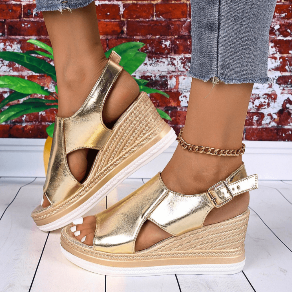 Karla | Dame Metallisk Plateau Komfort Sandaler