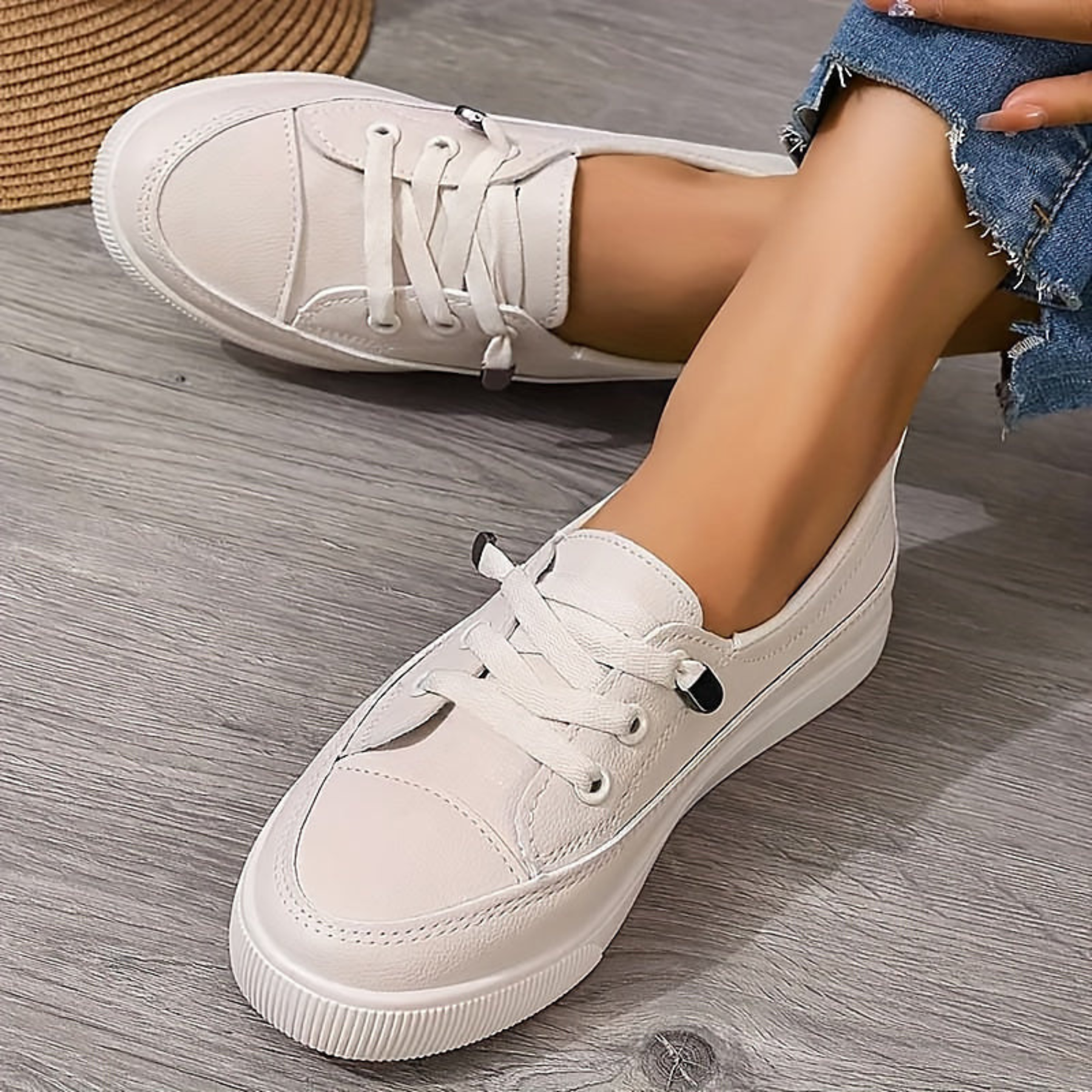Ditte | Dame Minimal Snøre Sneakers