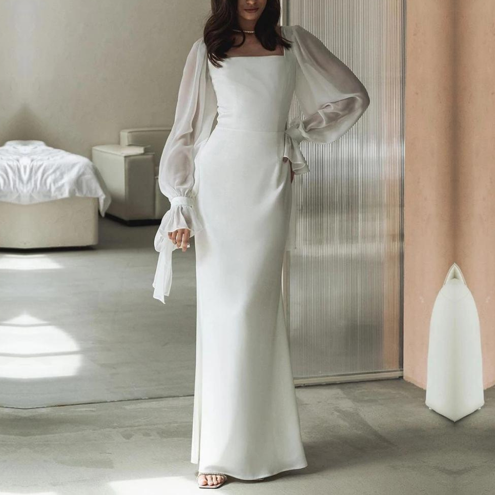 Kathrine | Elegant Maxikjole med Lange Ærmer