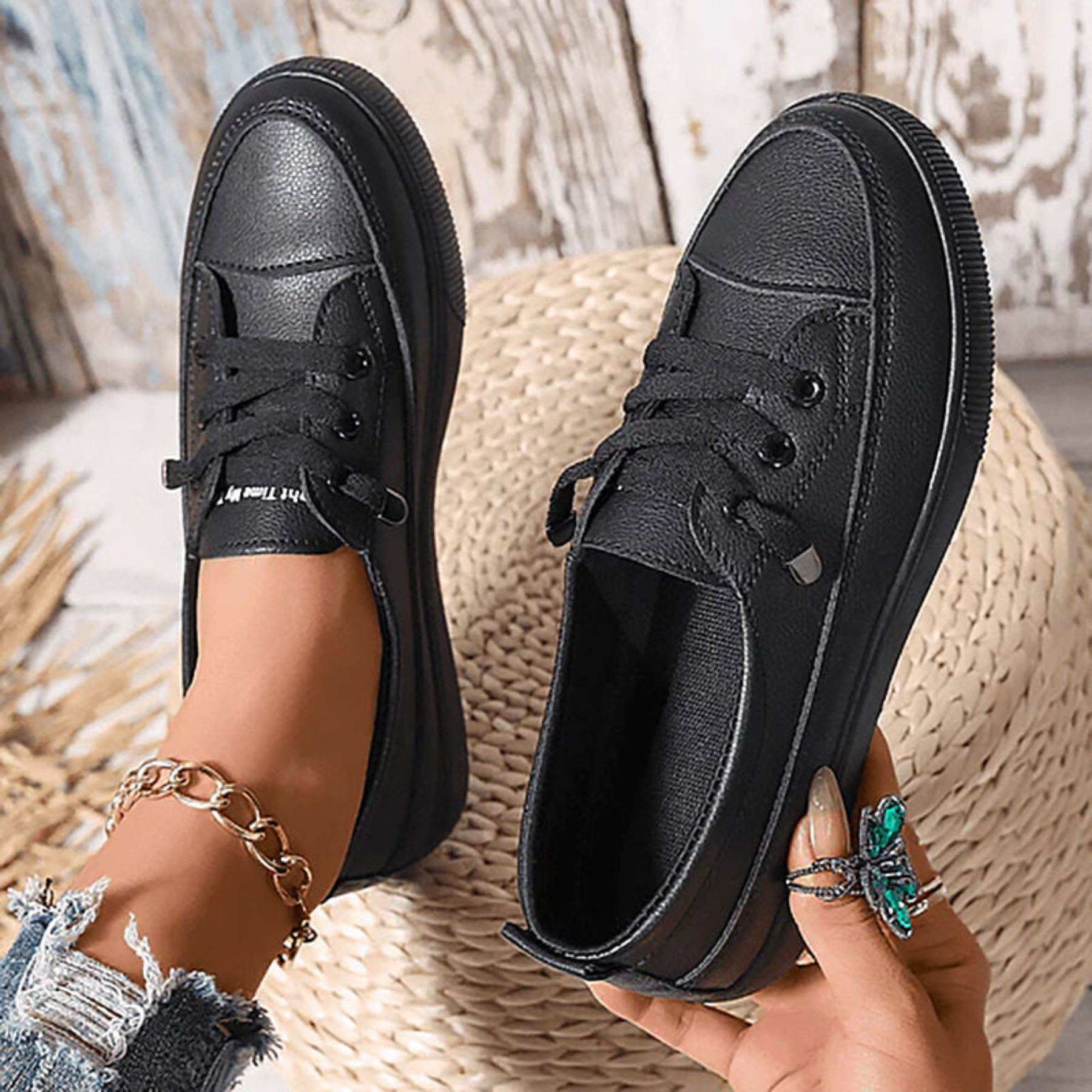 Ditte | Dame Minimal Snøre Sneakers