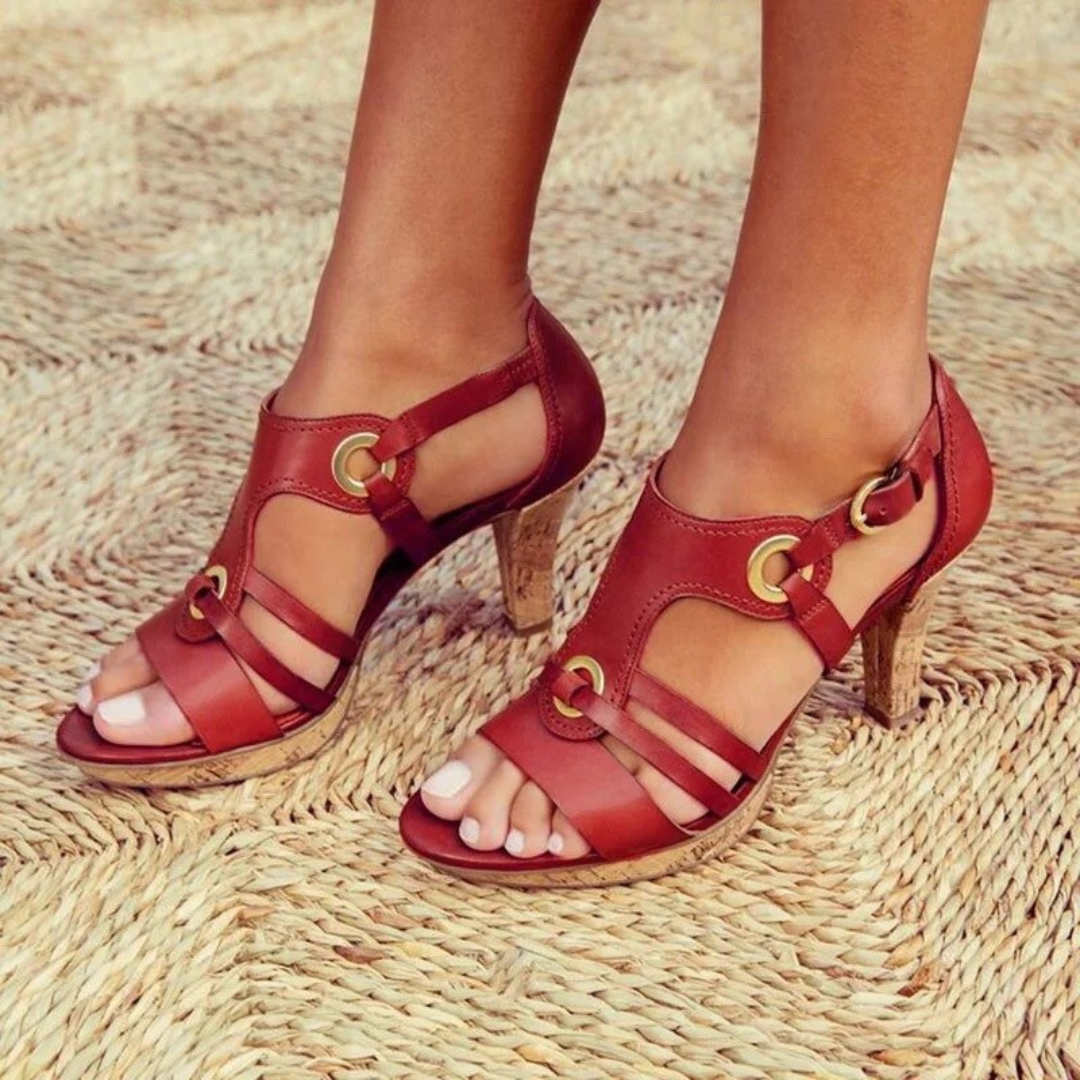 Elfriede | Dame Vintage Rem Hælede Sandaler