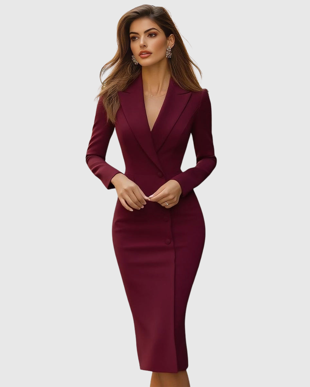 Ditte | Kvinders Langærmet Blazer Midi Kjole