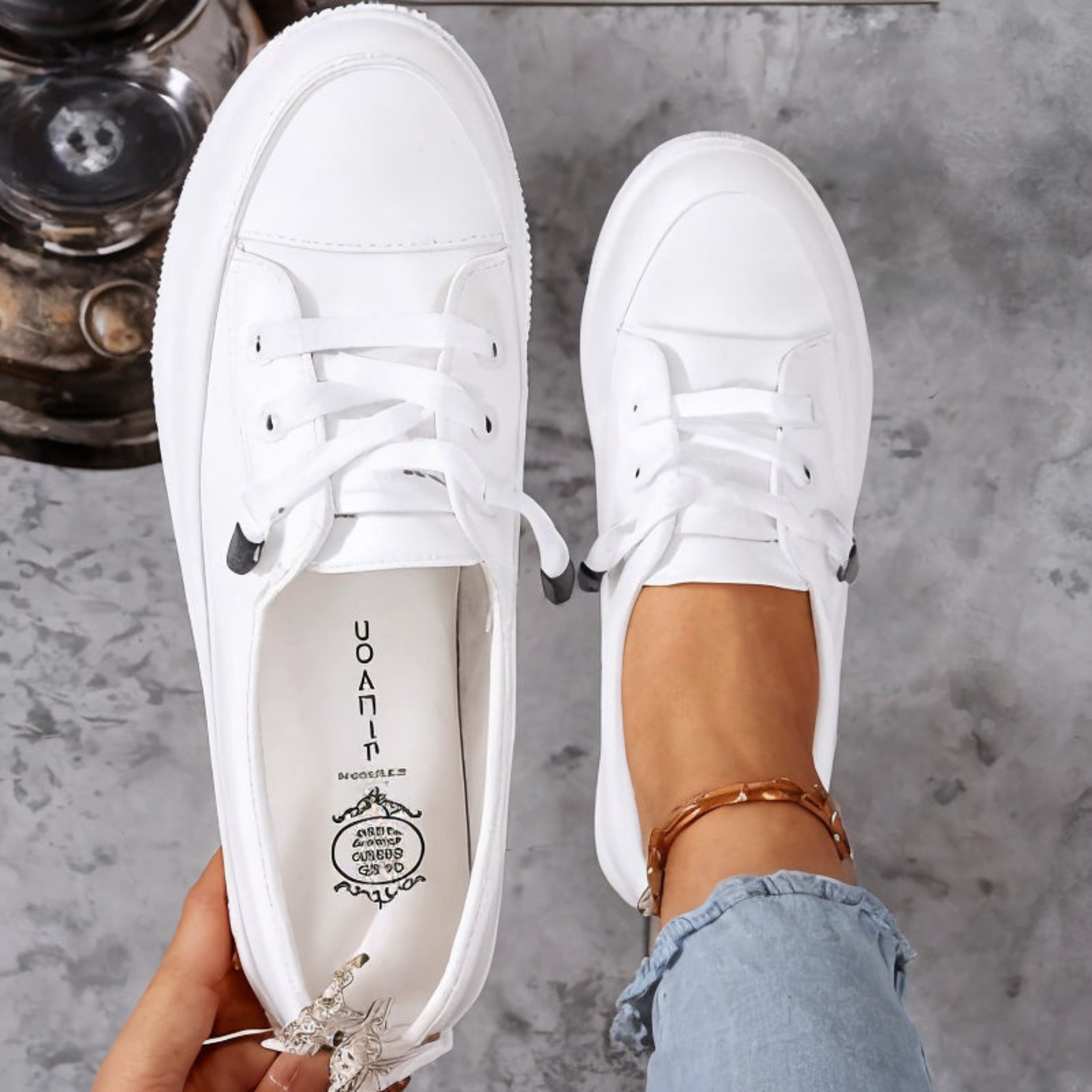 Ditte | Dame Minimal Snøre Sneakers