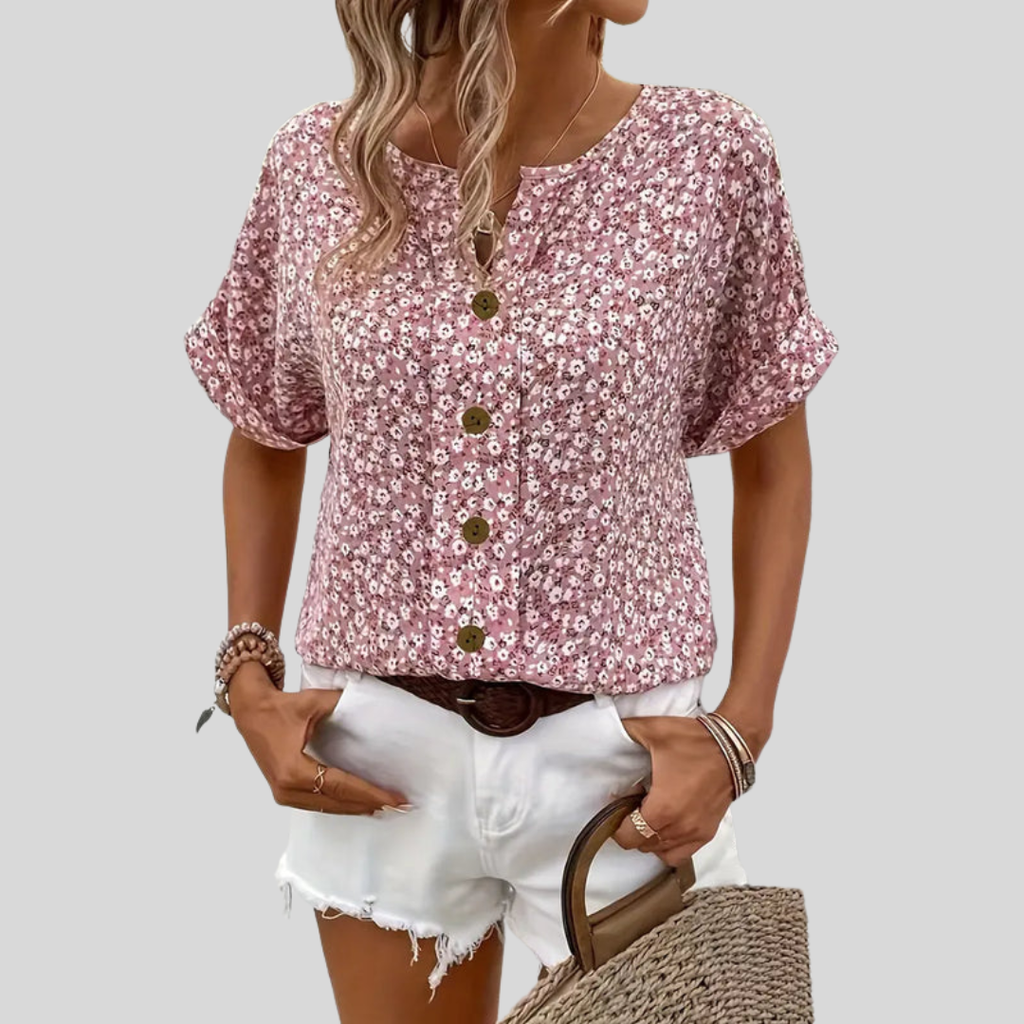 Yrsa | Dame Blomstret Knaplukning Casual Top