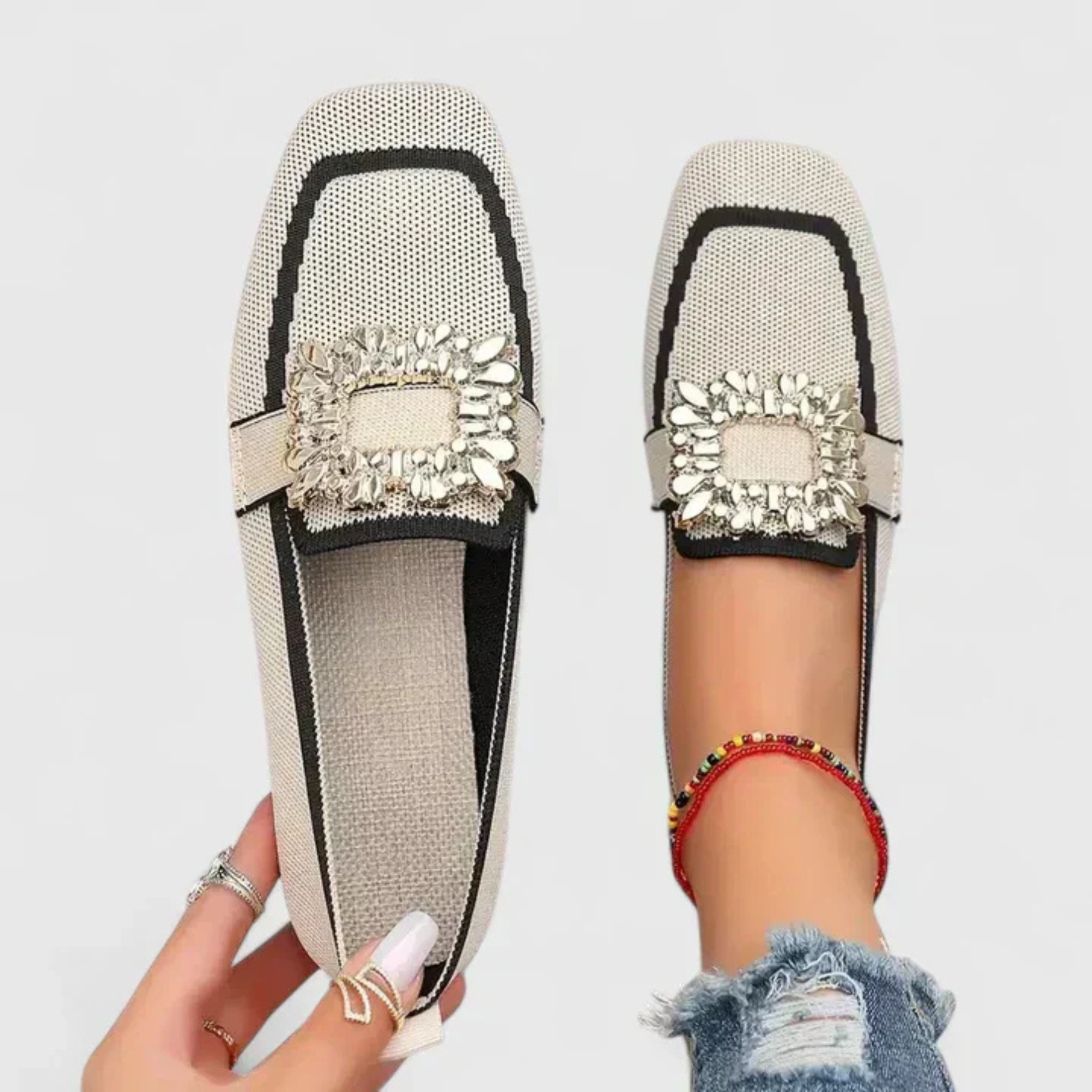 Elise | Dame Krystal Spænde Slip On Loafers