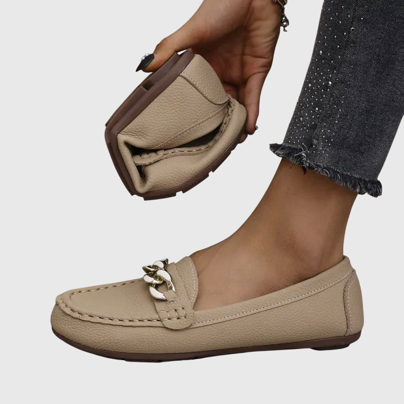 Susanne | Kvinders Slip On Loafers Med Kæde Detalje