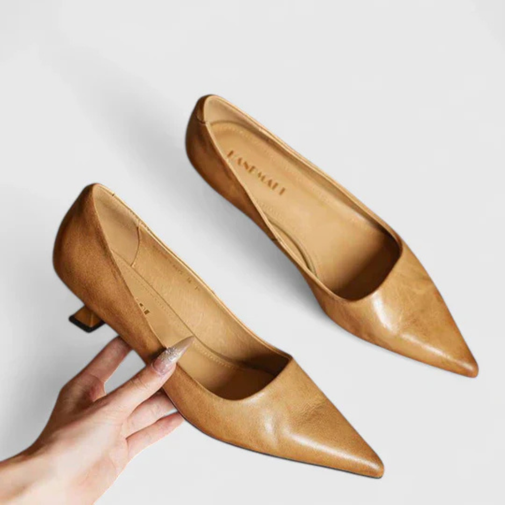 Thora | Dame Spids Tå Lav Hæl Pumps