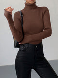 Birthe | Dame Forårs Stilfuld Ribstrikket Rullekrave Sweater