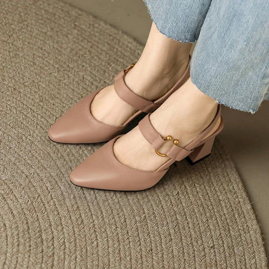 Ragna | Dame Slingback Blokhæl Mary Jane Sko