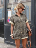 Barbara | Dame Leopardprint Casual Shirt Romper