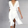 Astrid | Dame Stilfuld V-Hals Wrap Midi Kjole