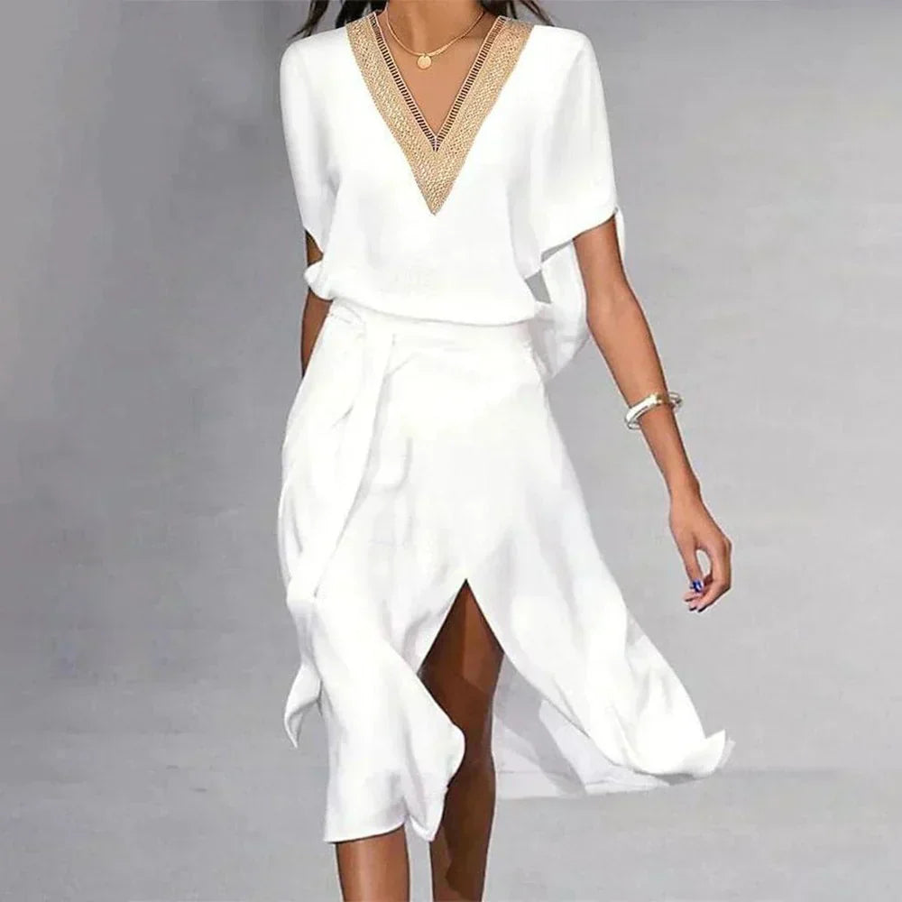 Astrid | Dame Stilfuld V-Hals Wrap Midi Kjole