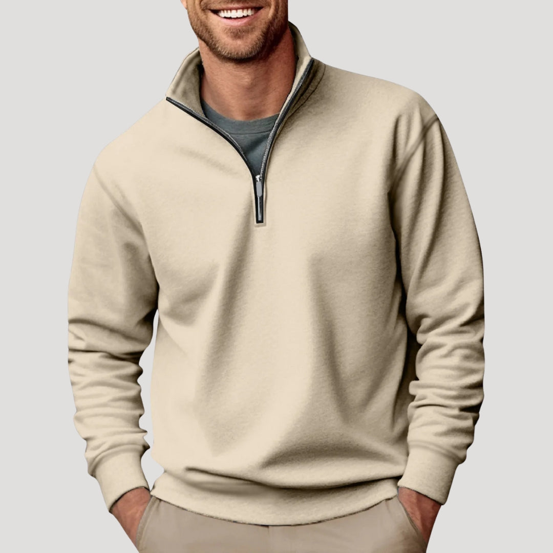 Johan | Herre Klassisk Lynlås Langærmet Sweatshirt