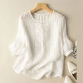 Sine | Dame Broderet Rund Hals Bluse