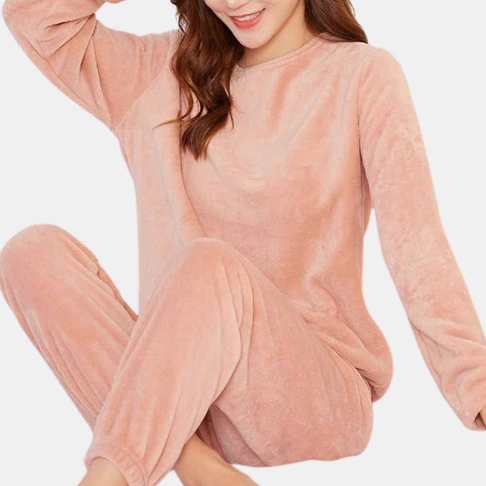 Rikke | Dame Fleece Pyjamas Sæt Med Langærmet Top