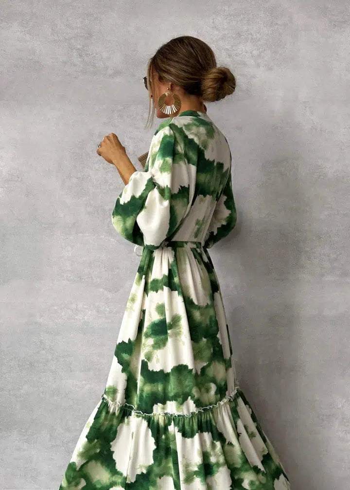 Nikoline | Elegant Og Stilfuld Lang Kjole Med Print