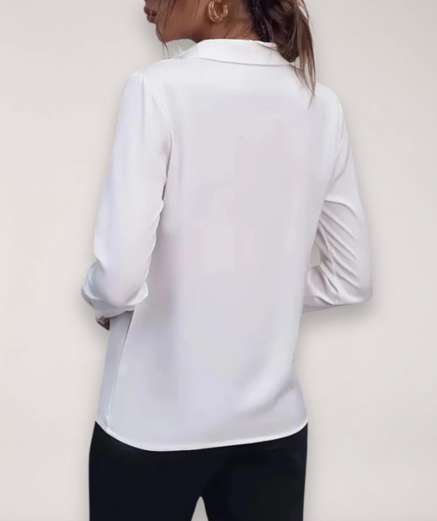 Sondra | Dame Forårs Kontorbluse med Knaplukning