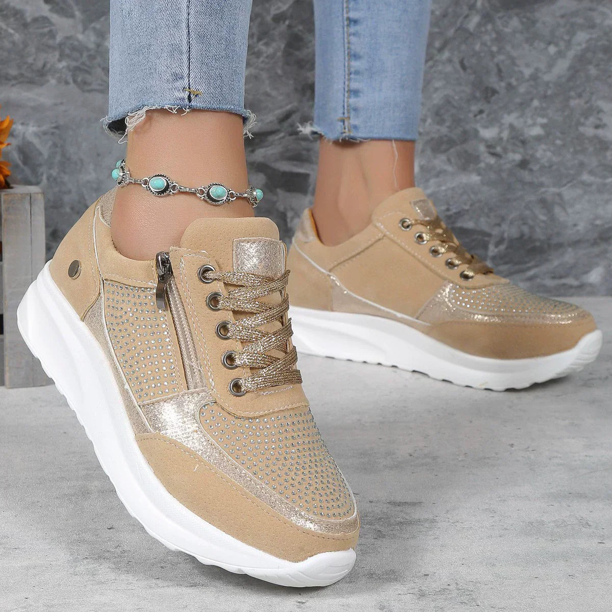 Johanne | Dame Snørebånd Platform Sneakers