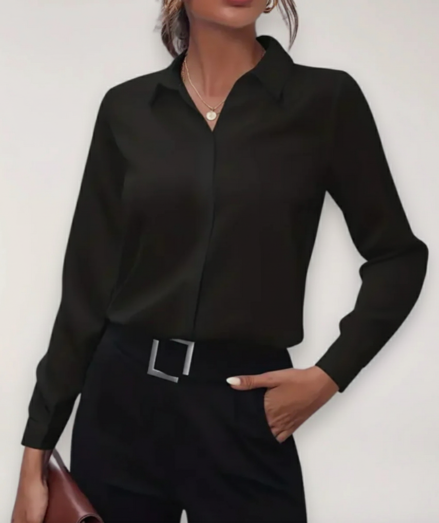 Sondra | Dame Forårs Kontorbluse med Knaplukning