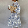 Sofia | Boho Kjole V-Hals 3/4 Ærmer Swing Stil Print
