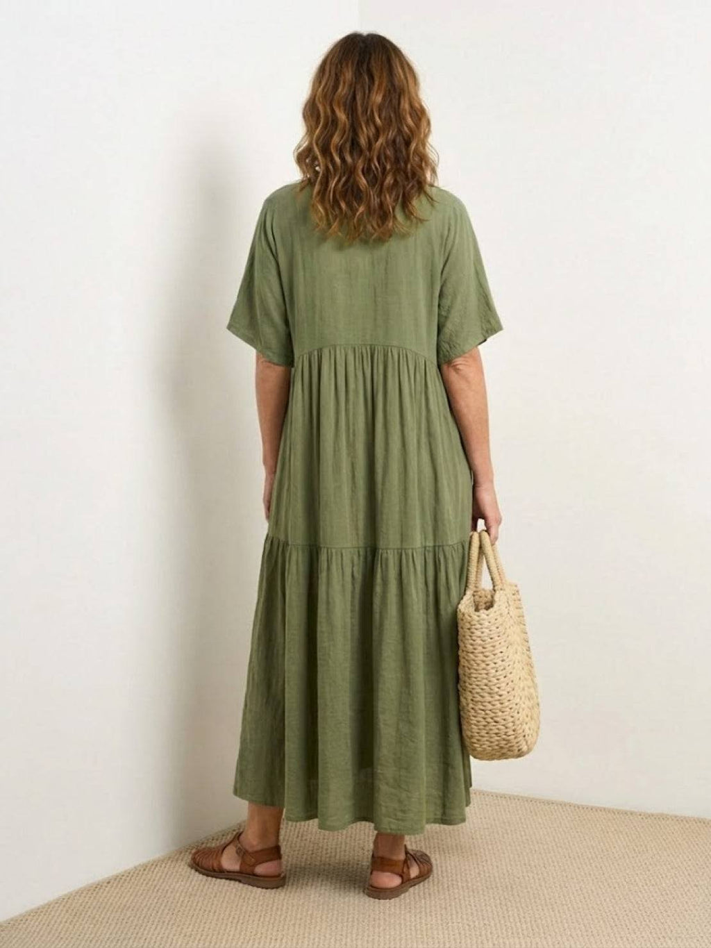 Karla | Boho Maxi Kjole V-Udskæring Korte Ærmer Lagdelt
