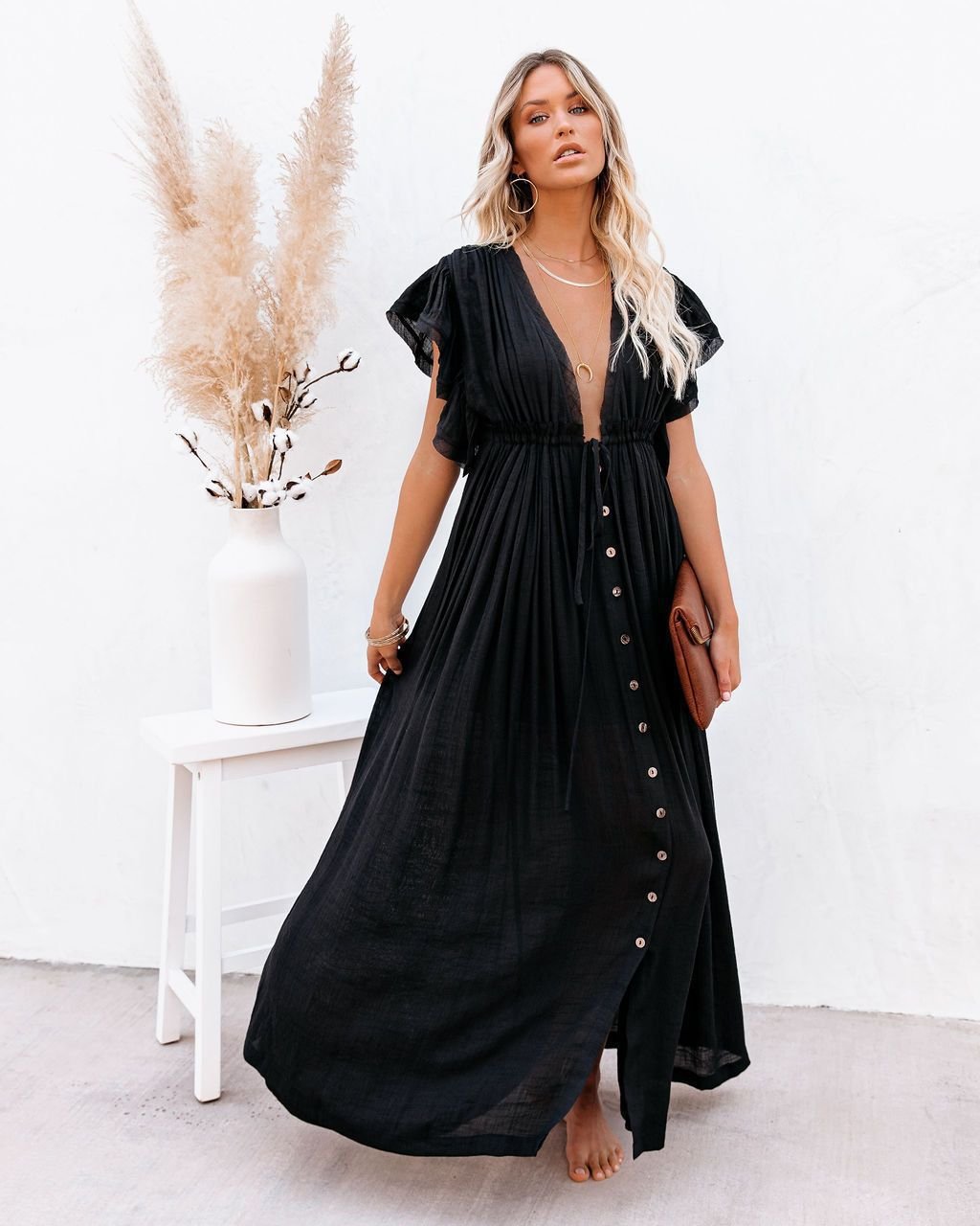 Clara | Boho Maxi Kjole V-udskæring Wrap Style Sommer