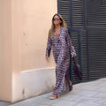 Ida | Boho Maxikjole Print Løs Pasform Sommer V-udskæring
