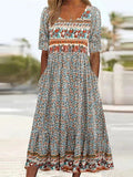 Emma | Boho Maxikjole Rund Hals Blomsterprint Sommerkjole