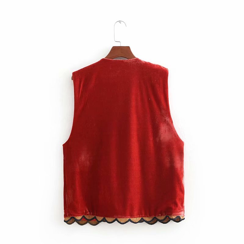 Liv | Boho Vest Broderet Velour Blommende Waistcoat