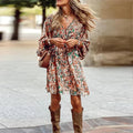 Liv | Boho Wrap Kjole Blomsterprint Flowy Ærmer