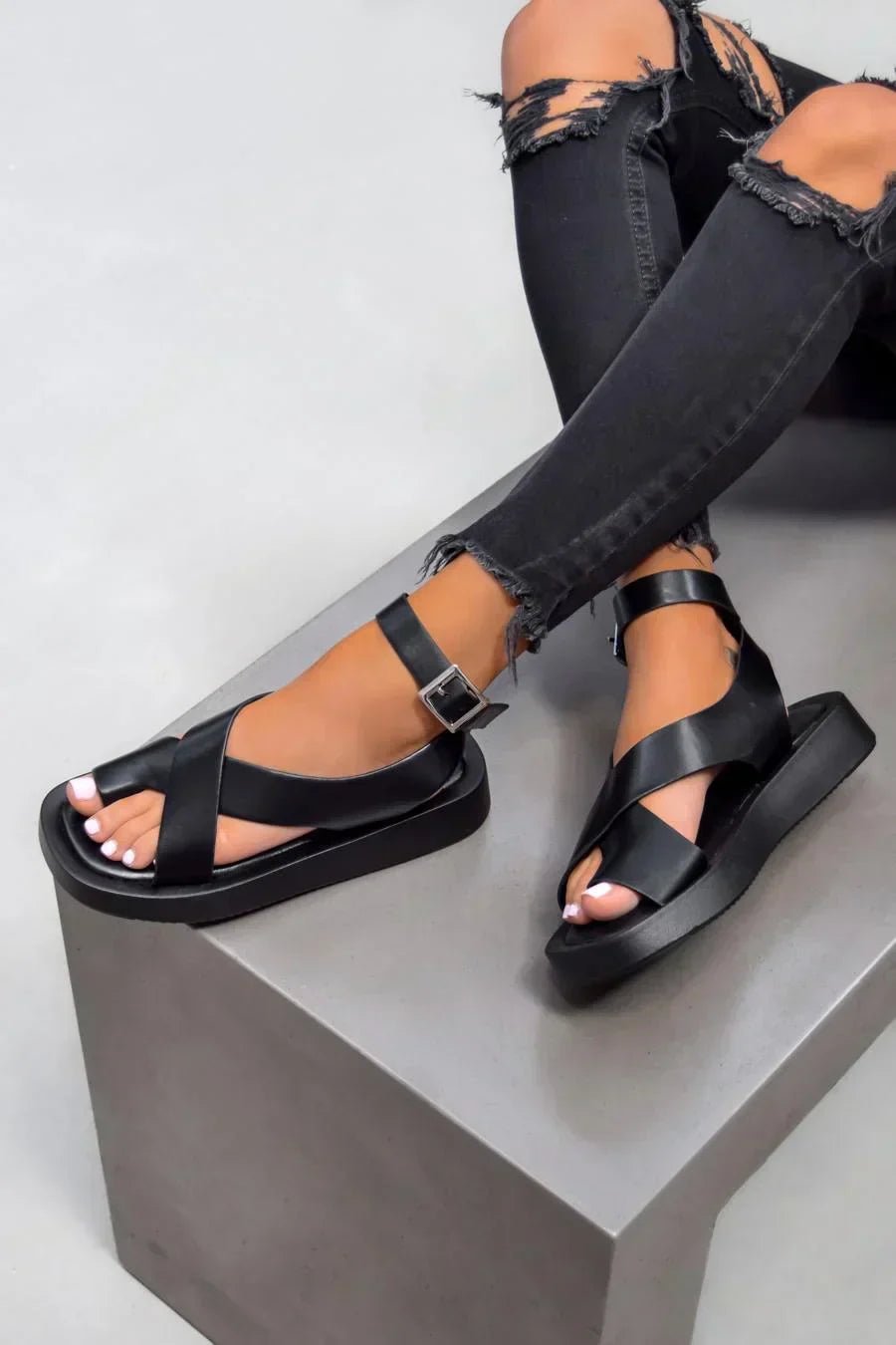 Maja | Cross-Strap Sandaler Platform Flade Spænde Dame