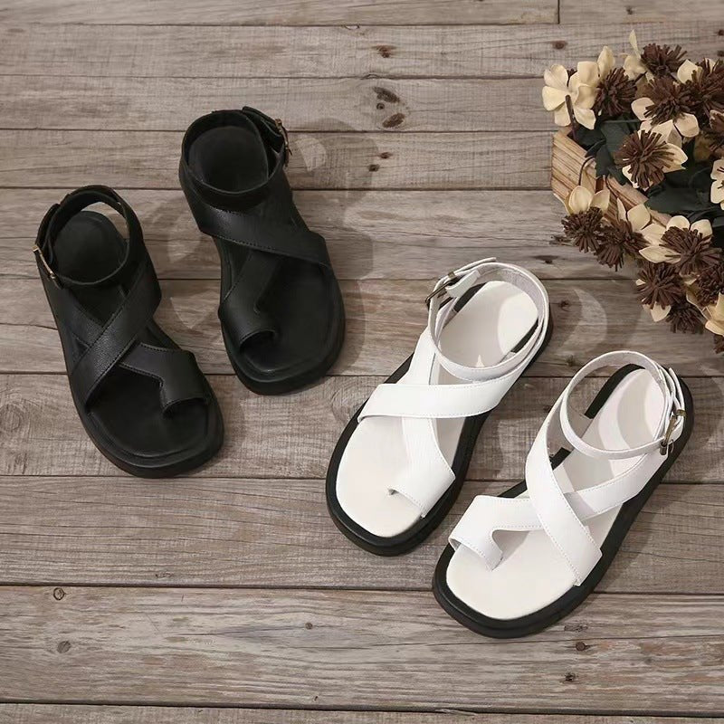 Maja | Cross-Strap Sandaler Platform Flade Spænde Dame