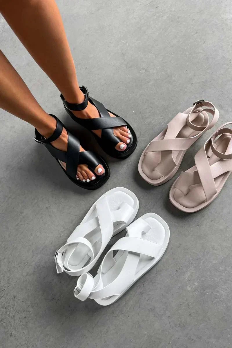 Maja | Cross-Strap Sandaler Platform Flade Spænde Dame