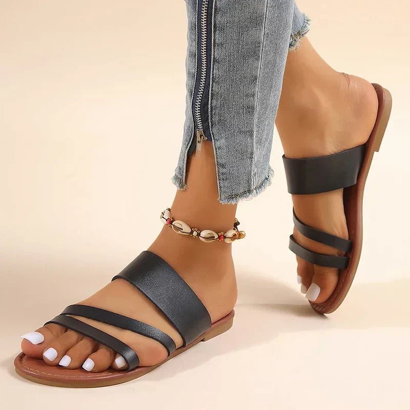 Karla | Cross-Strap Sandaler Polstrede Sål Komfort Sort