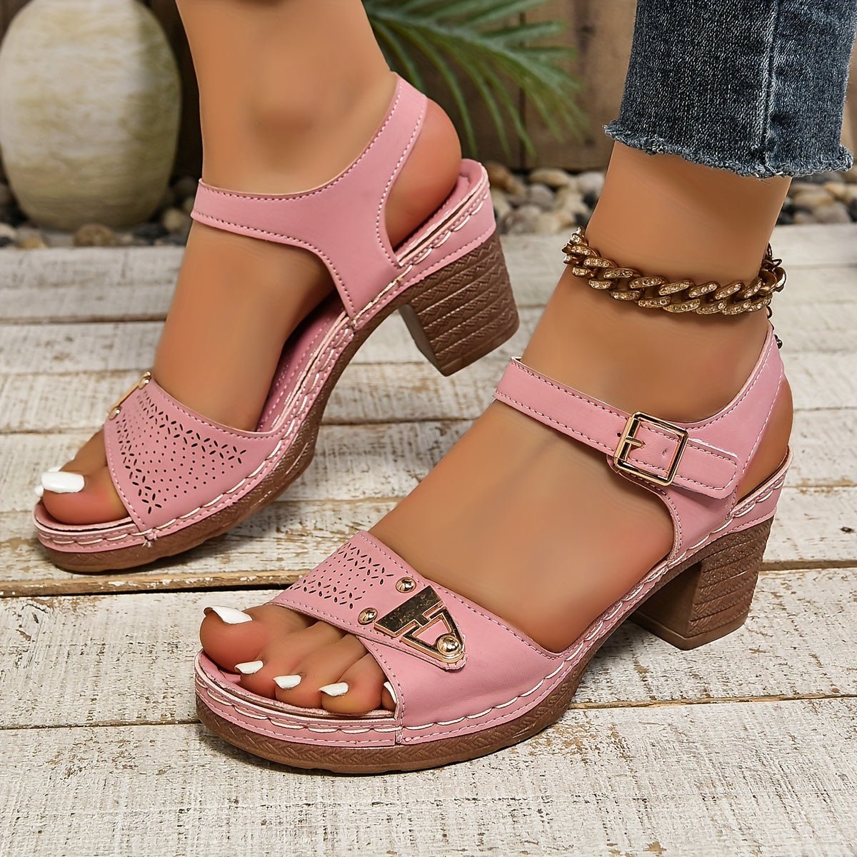 Olivia | Cross-Strap Sandaler Polstret Sål Spænde Hæl Komfort