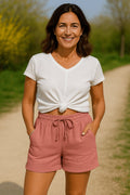 Mathilde | Dame Afslappede Linen Shorts med Snørebånd
