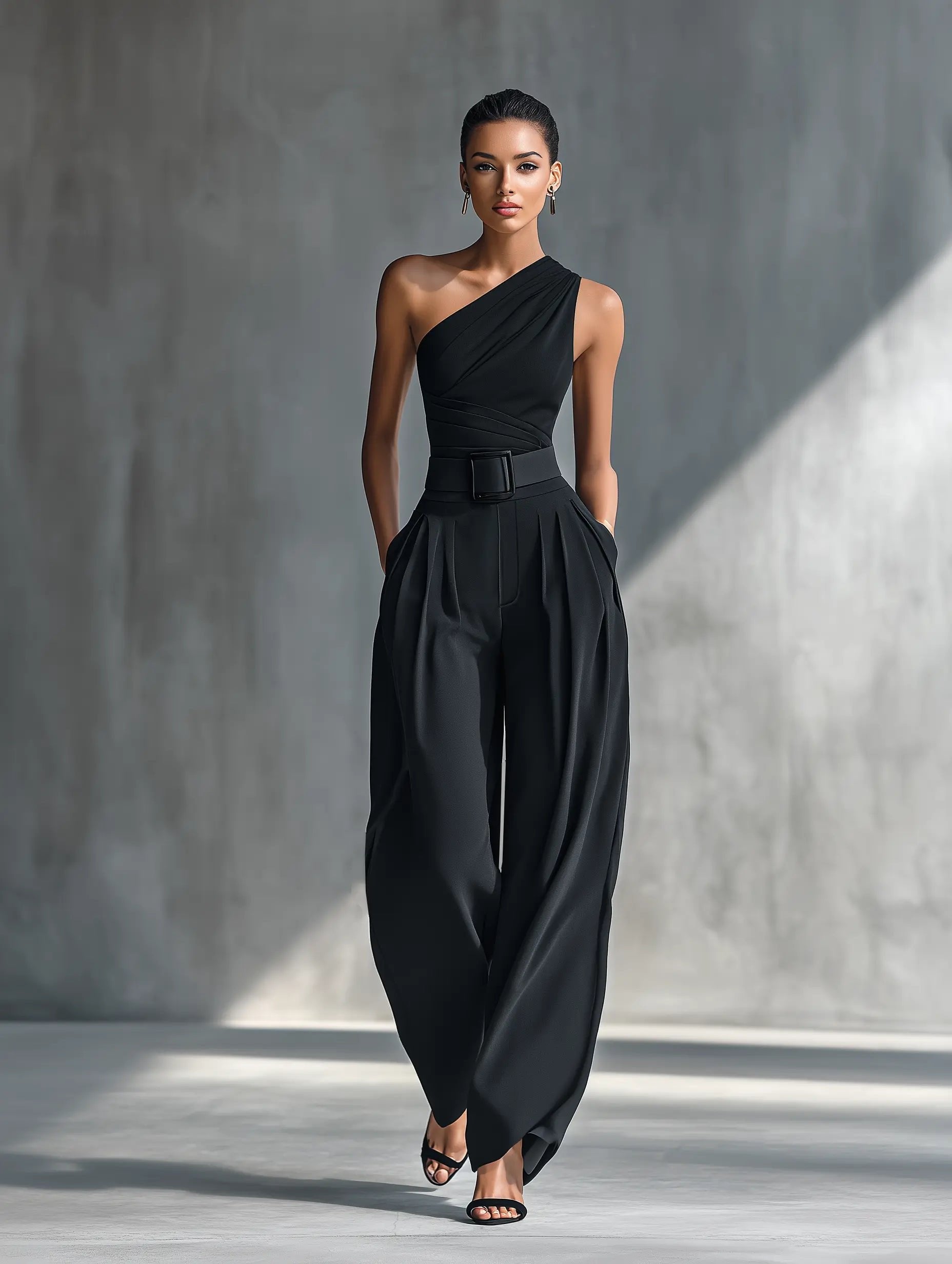 Josefine | Dame Asymmetrisk Strik Top Wide-Leg Bukser Sæt