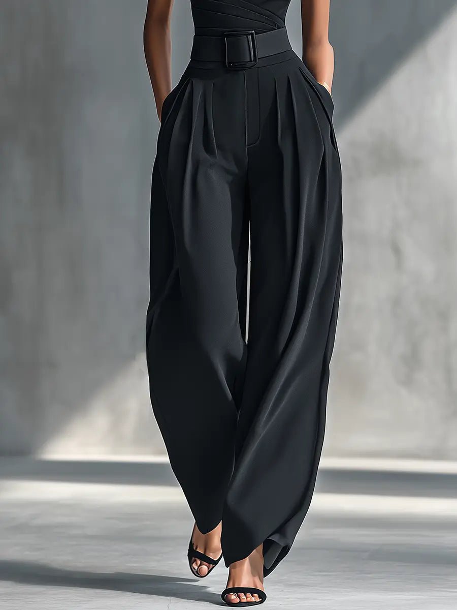 Josefine | Dame Asymmetrisk Strik Top Wide-Leg Bukser Sæt