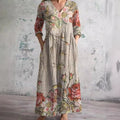 Ida | Dame Blomsterprint V-hals Maxi Sommerkjole