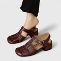 Alma | Dame Elegante Læder Blok-Hæl Sandaler