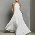 Clara | Dame Halterneck Linned Maxi Kjole