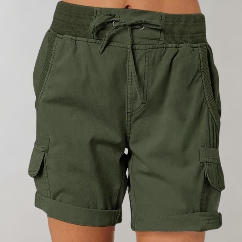 Maja | Dame Højtaljede Cargo Shorts med Snørebånd
