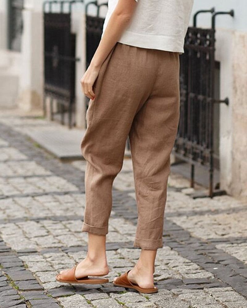 Laura | Dame Hør Bomulds Harem Bukser Afslappet Tapered