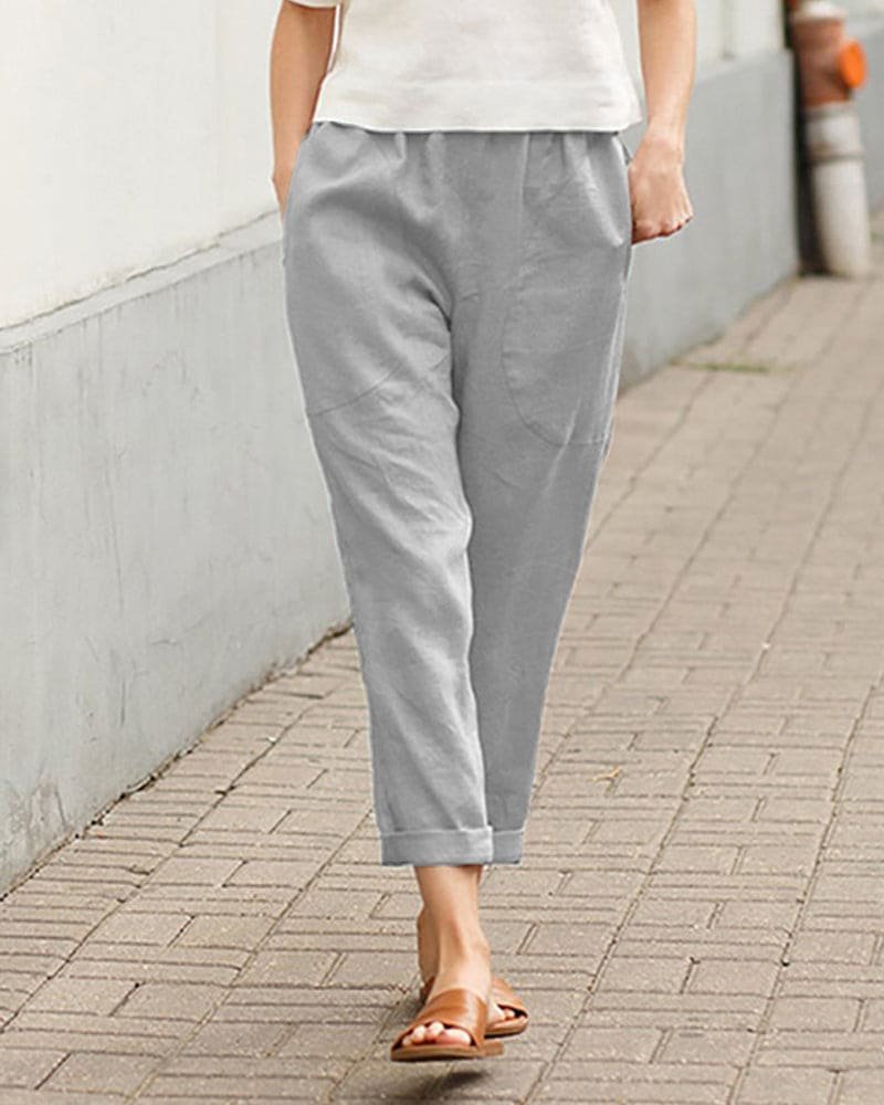 Laura | Dame Hør Bomulds Harem Bukser Afslappet Tapered
