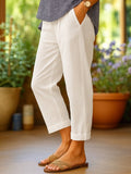 Astrid | Dame Hør Tapered Cropped Bukser med Manchetter