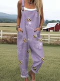 Ella | Dame Lavendel Bier-Print Afslappet Jumpsuit