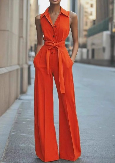 Ella | Dame Ærmeløs Wide-Leg Jumpsuit med Bælte
